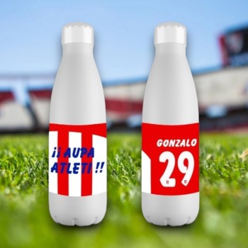 Botella Acero Inoxidable 700ml Personalizada AT Madrid con Nombre y Número