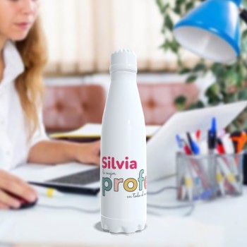 Botella Acero Inoxidable 700ml Personalizada "La mejor profe del mundo" con Nombre