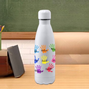 Botella de Acero Inoxidable 700ml Personalizada con Manos y Nombres