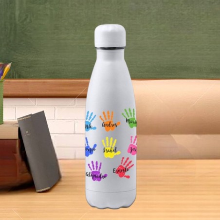 Botella de Acero Inoxidable 700ml Personalizada con Manos y Nombres