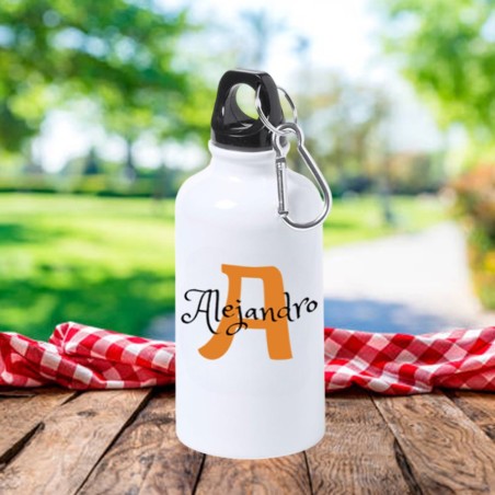 Botella de Aluminio 400ml Personalizada con Inicial y Nombre