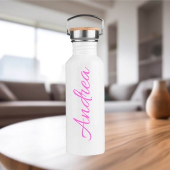 Botella Lechera de Acero Inoxidable 750ml Personalizada Con Nombres en Color