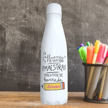 Botella Personaliza "La Influencia de una maestra..." con Nombre